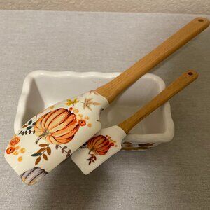 Two spatulas and one Century loaf stoneware fall-themed